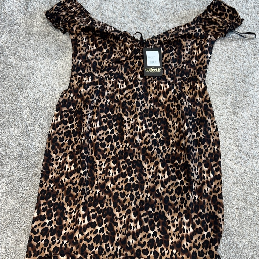 Collectif Brown Leopard Print Dress